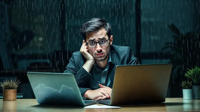 El emprendedor lucha con la incertidumbre financiera