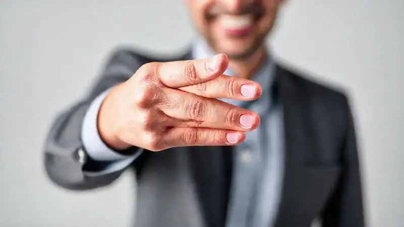 Una mano segura ofrece confianza optimista