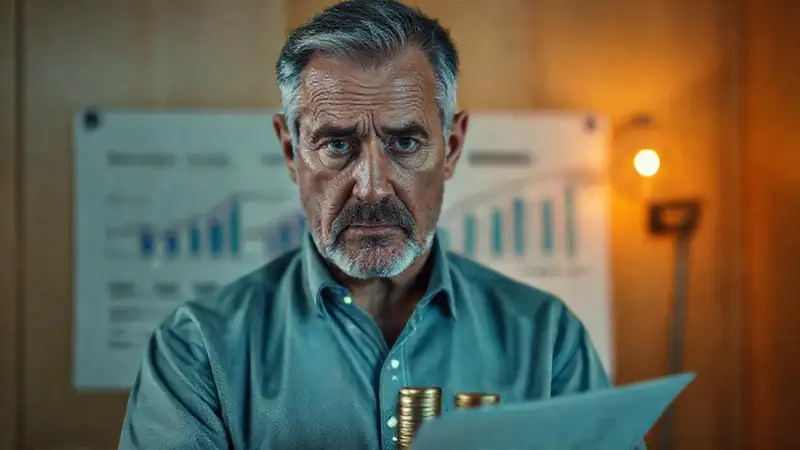 Un hombre maduro preocupa un asunto financiero