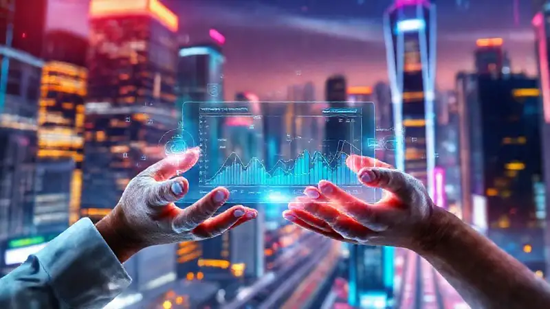 Ciudad futurista con tecnología avanzada
