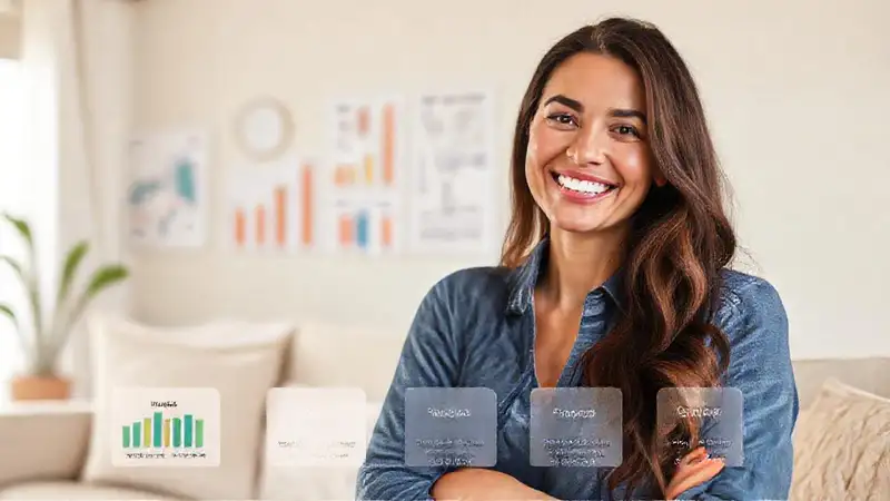 Una mujer sonríe a un futuro próspero