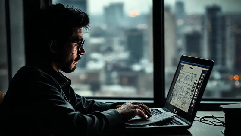 Un freelance frustrado trabaja en la ciudad