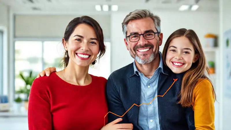 Seguridad financiera con familia feliz