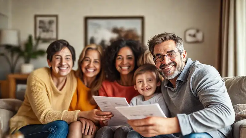 Familia feliz en un hogar cálido