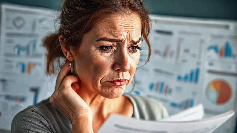 Una mujer ansiosa busca un futuro seguro