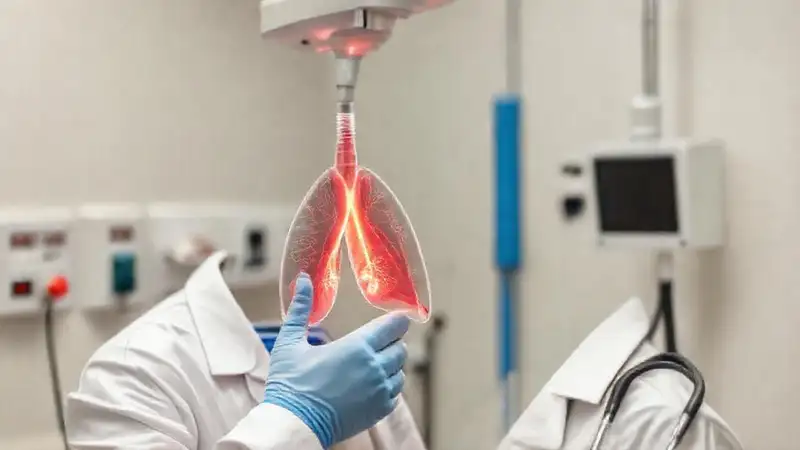 Un médico evalúa pulmones saludables con calma