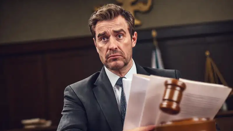 Un hombre confundido enfrenta documentos legales urgentes