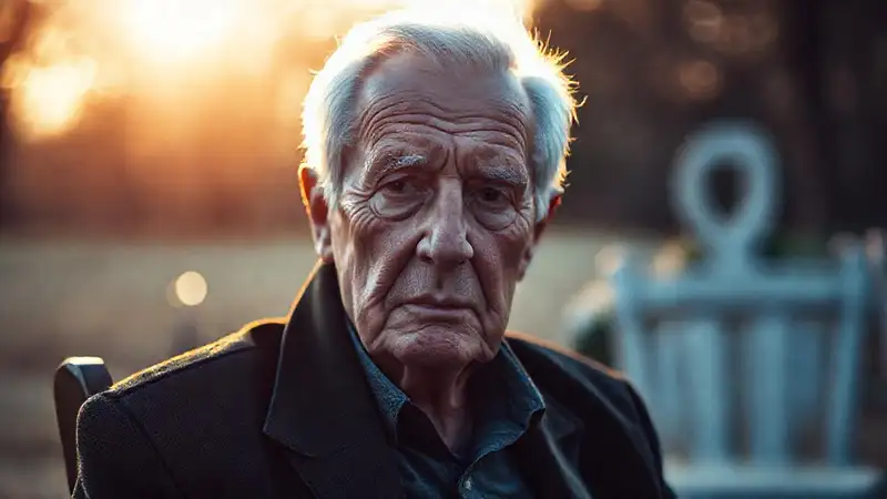 Un anciano refleja tristeza en soledad