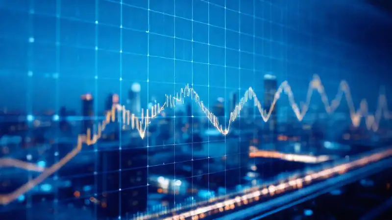 Gráfico financiero futurista y sereno