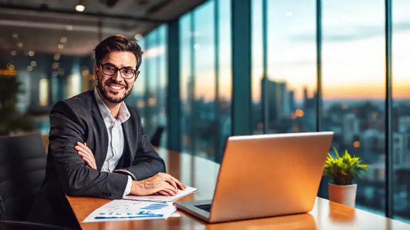 Un emprendedor moderno trabaja en un espacio creativo