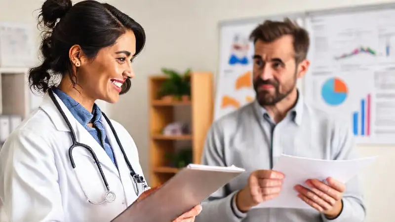 El médico explica datos al paciente