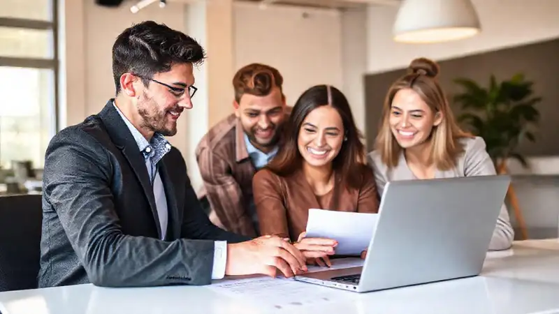 Equipo profesional colabora en proyectos digitales