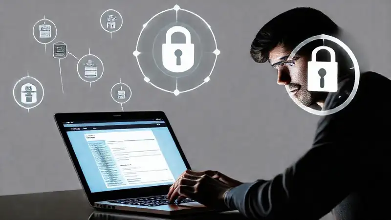 Una persona inquieta usa la computadora online