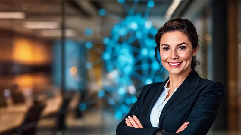 Mujer ejecutiva brilla con su marca