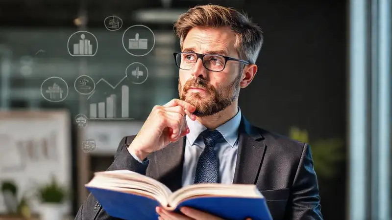 El hombre de negocios reflexiona sobre el éxito