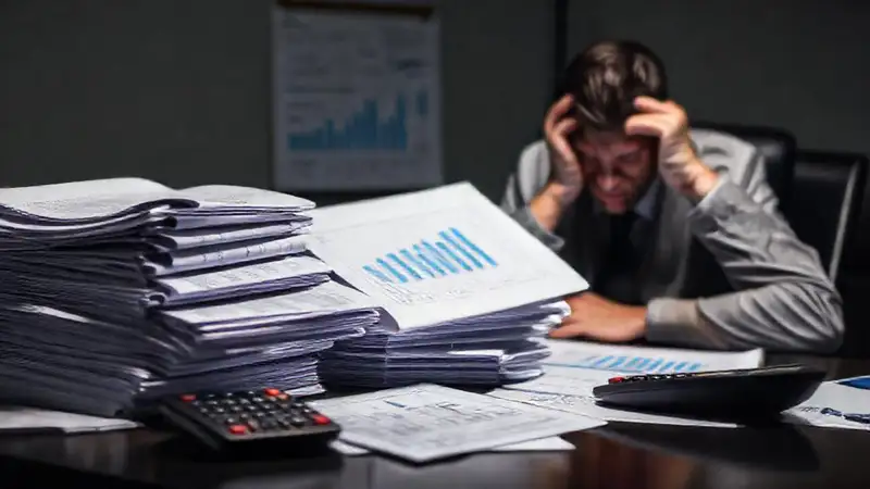 Un ejecutivo trabaja con documentos importantes