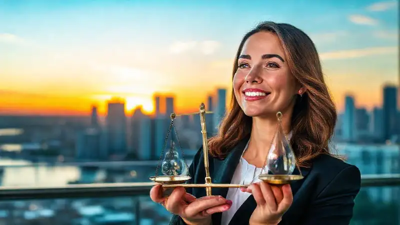 Mujer exitosa irradia equilibrio y optimismo