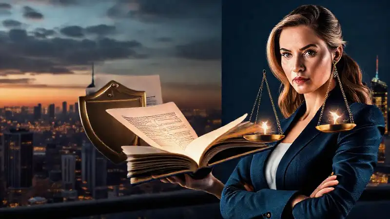 La mujer protege información legal profesional