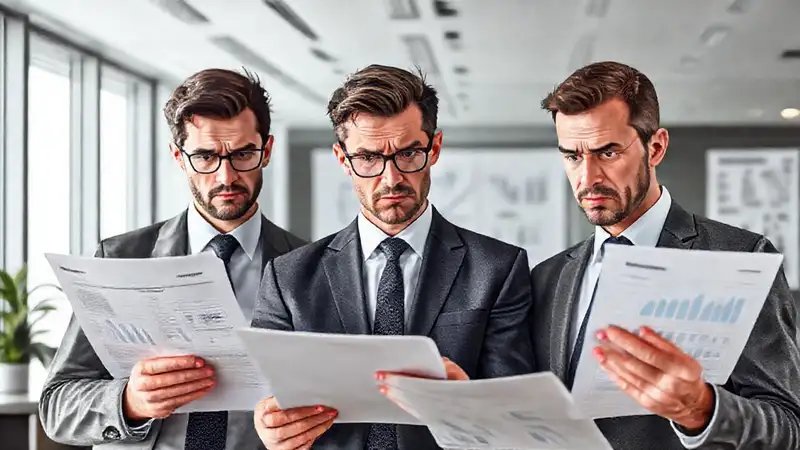 Empresarios preocupados analizan datos en 2023