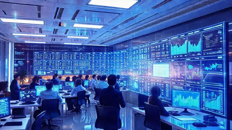 Un despacho futurista analiza datos brillantes