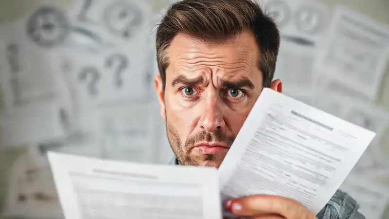 El hombre está confundido por documentos legales