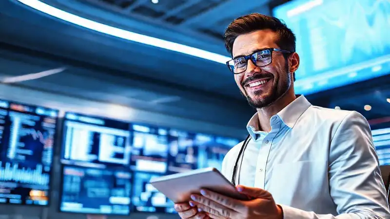 Un agente de seguros moderno trabaja con datos