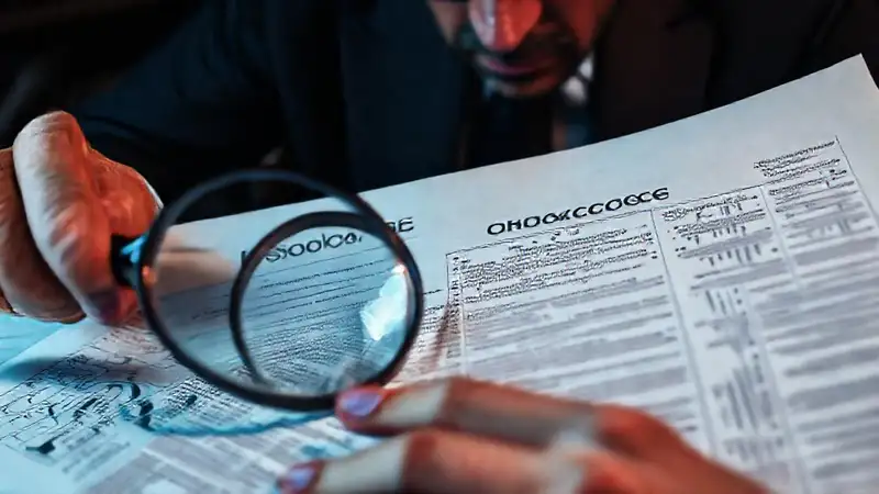 Un hombre de negocios examina un documento legal complejo