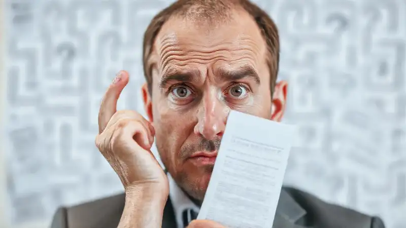 Un hombre confundido busca respuestas en seguros