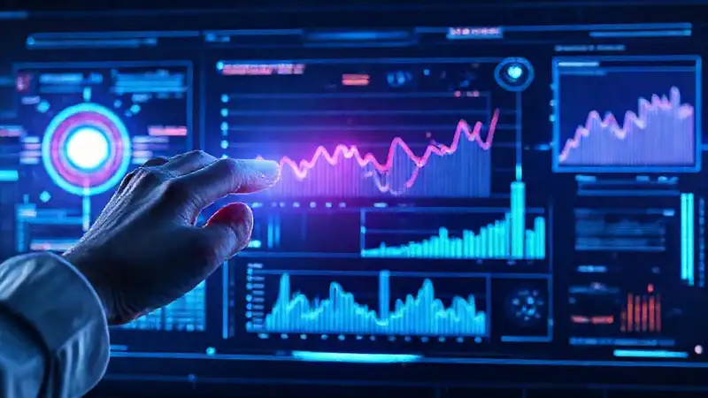 Interfaz futurista: datos vibrantes e informativos