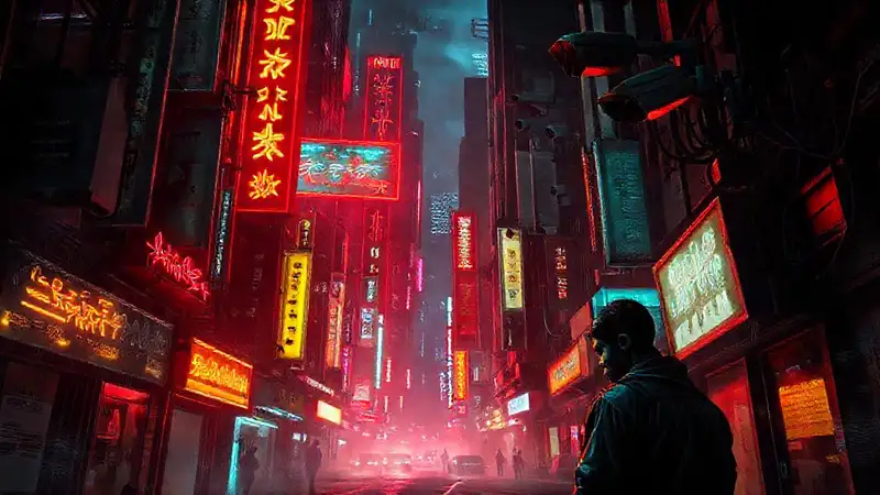 Ciudad cyberpunk oscura