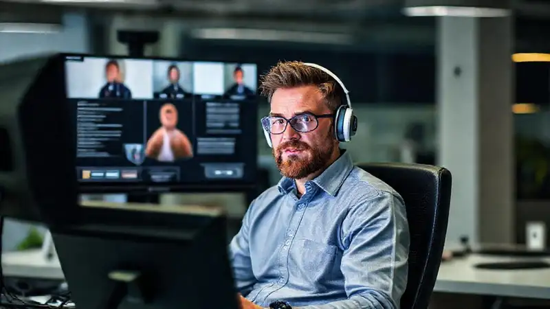 Trabajador remoto en entorno seguro digital