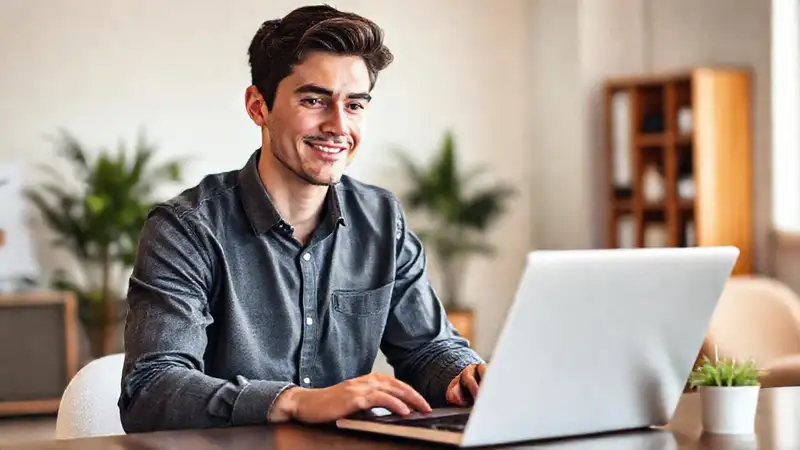 Profesional joven proyecta futuro seguro y tranquilo