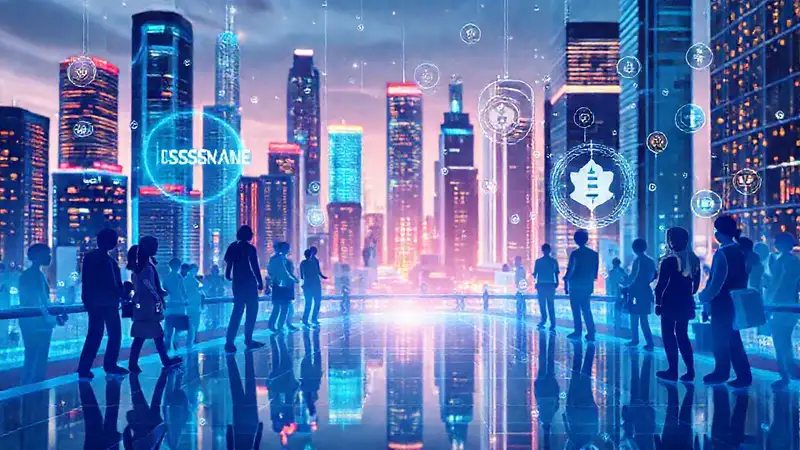 Ciudad futurista digitalmente vibrante e innovadora