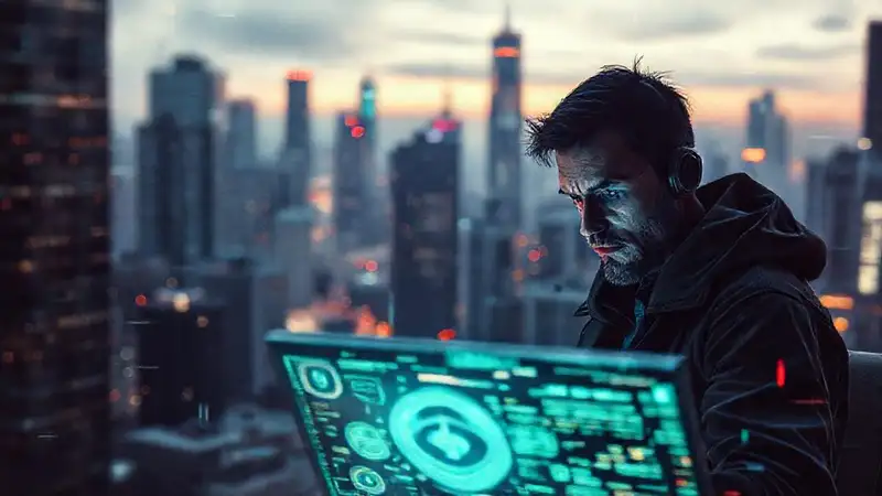 Ciudad futurista, ansiedad y datos apagados