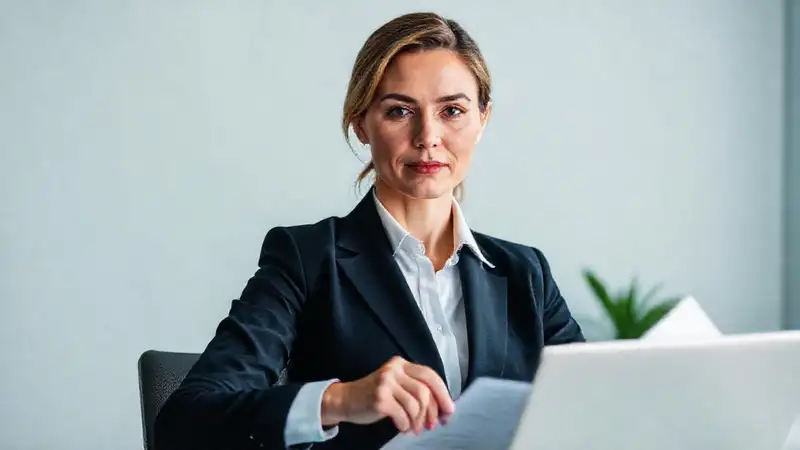 Profesional serena, transmite confianza y legalidad