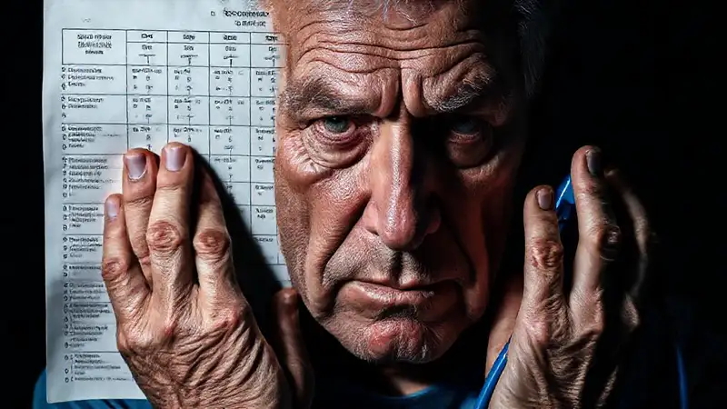 Un médico anciano muestra ansiedad grave