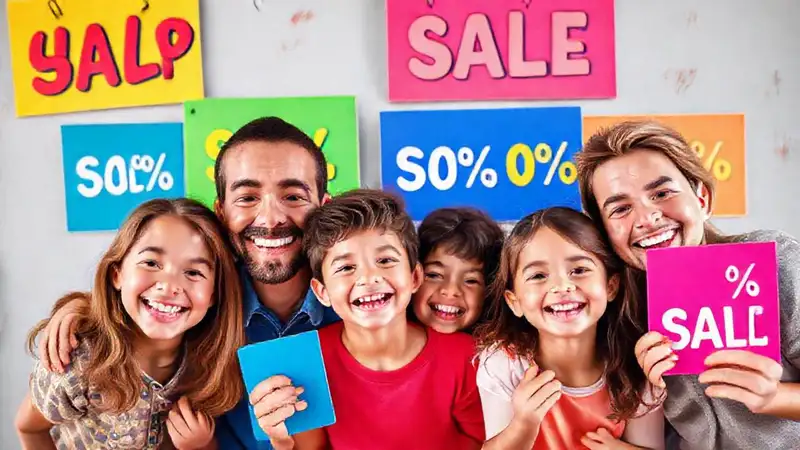 Familia feliz celebra una oferta alegre