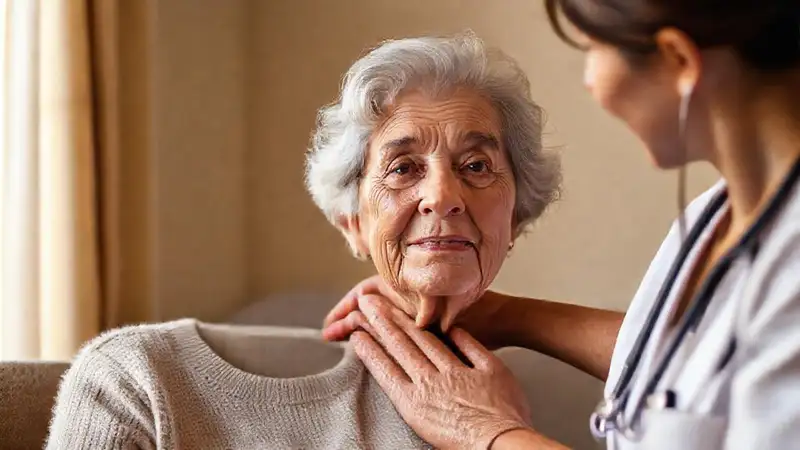 Una anciana recibe un cuidado compasivo