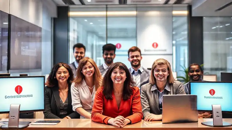 Oficina moderna, equipo diverso y profesional