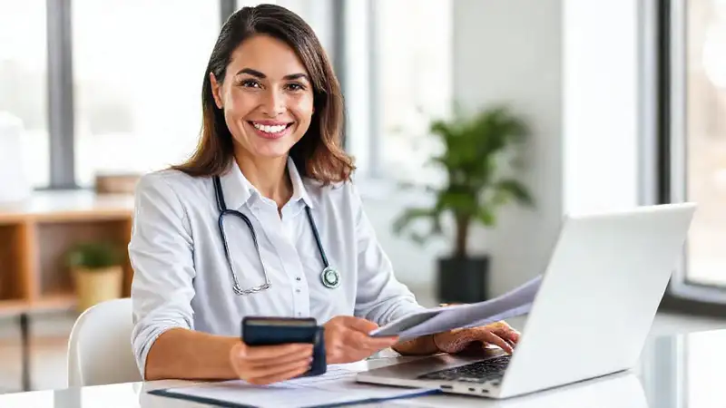 La agente de seguros ofrece asesoramiento profesional