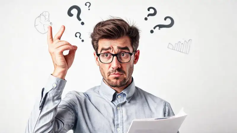 Un hombre confuso enfrenta la incertidumbre financiera
