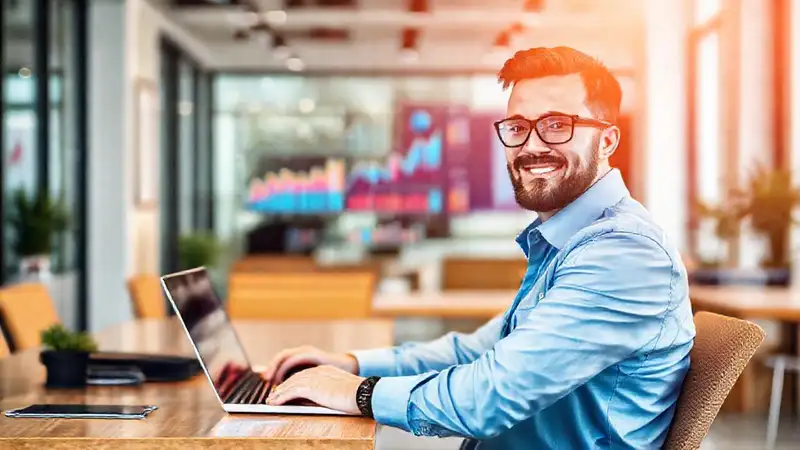 El emprendedor digital logra éxito moderno