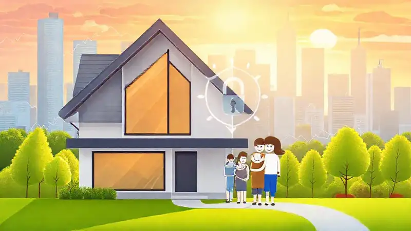 Familia feliz en hogar seguro