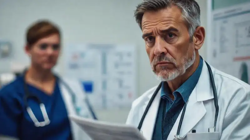 Paciente preocupado en consulta médica